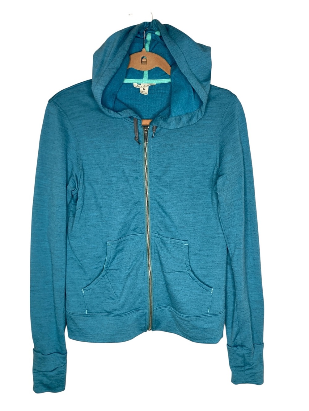 Women's Medium Smartwool Full Zip Hoodie Sweatshirt Merino Wool Teal Blue Hood